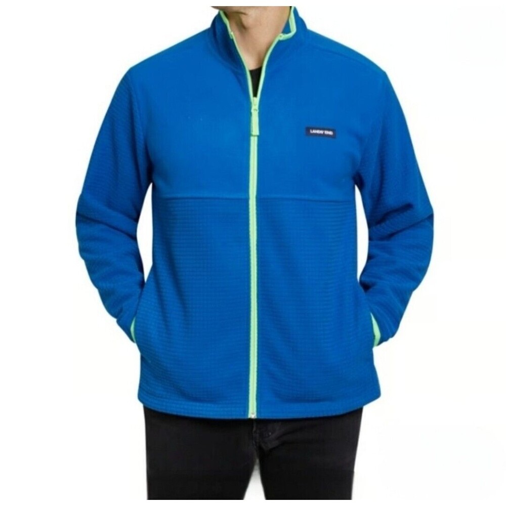 LANDS' END Grid Fleece Full Zip Jacket Men's M Outdoors‎ Hiking Camping Gorpcore